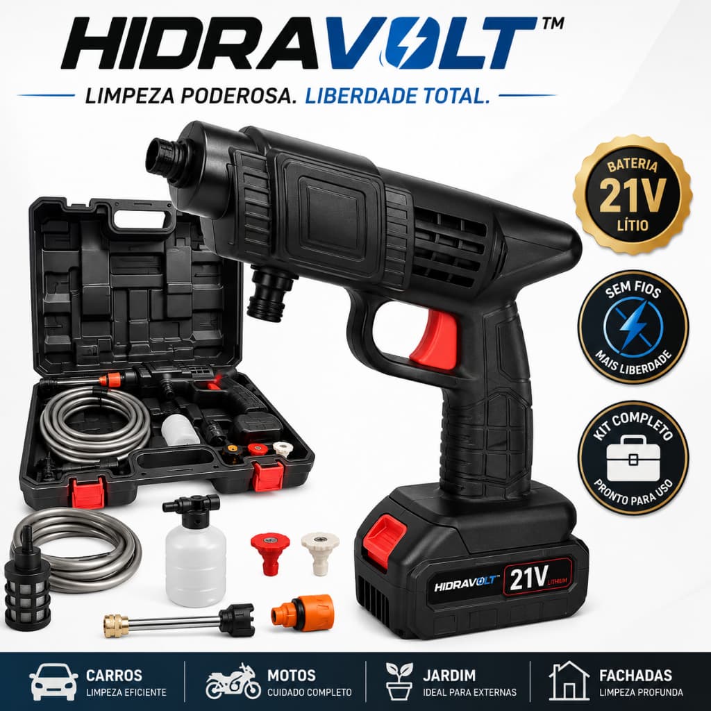 Lavadora Lava Jato Kit Completo para Lavar Carros, Motos, Calçadas e Jardim