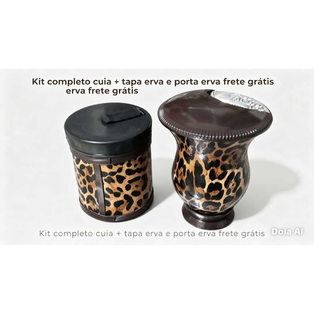 kit chimarrão 4 peças - estilo luxo oncinha onça como fotos