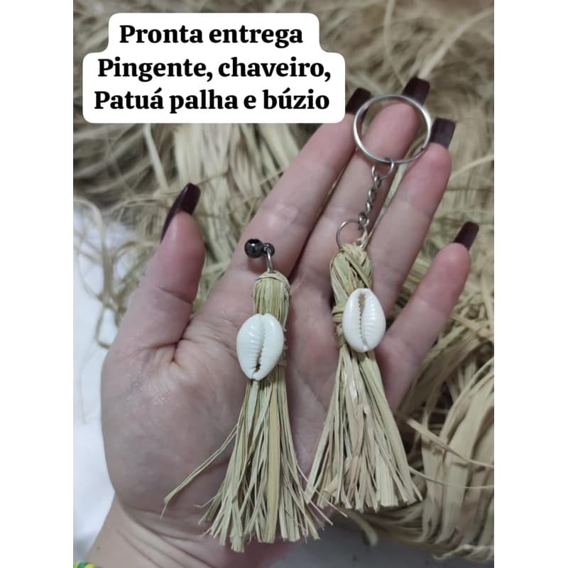Pingente patuá chaveiro palha Obaluaê Omulu umbanda candomblé