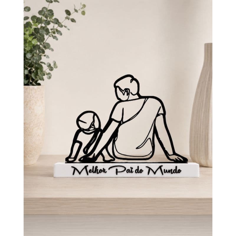 Presente Dia dos Pais Melhor Pai do Mundo | Enfeite Decorativo 3D Pai e Filho