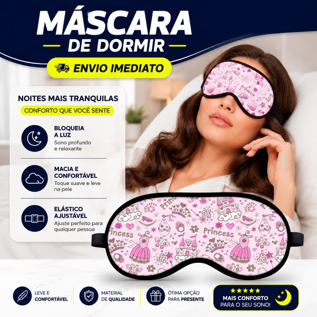 Máscara de Dormir Confortável Macia Tapa Olhos Bloqueia Luz Sono Profundo Viagem Descanso