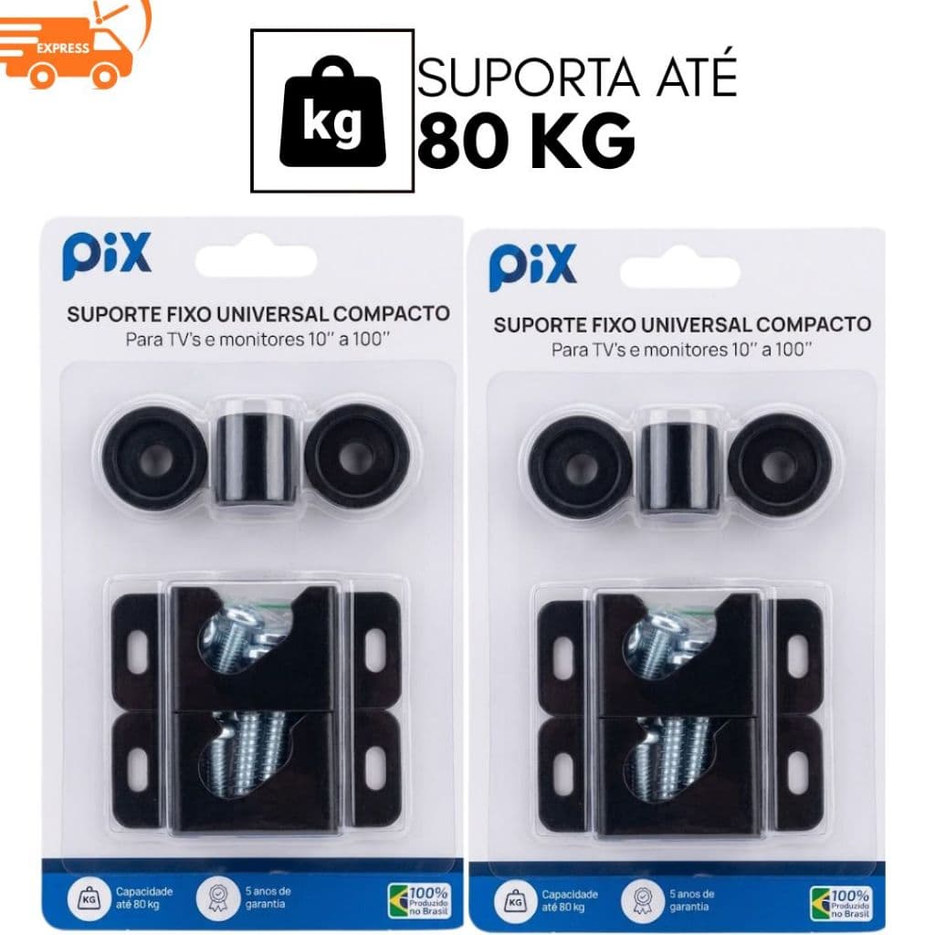 Kit 2 Suportes Fixo Universal Compacto Para TV's e Monitores LED LCD 10" a 100"
