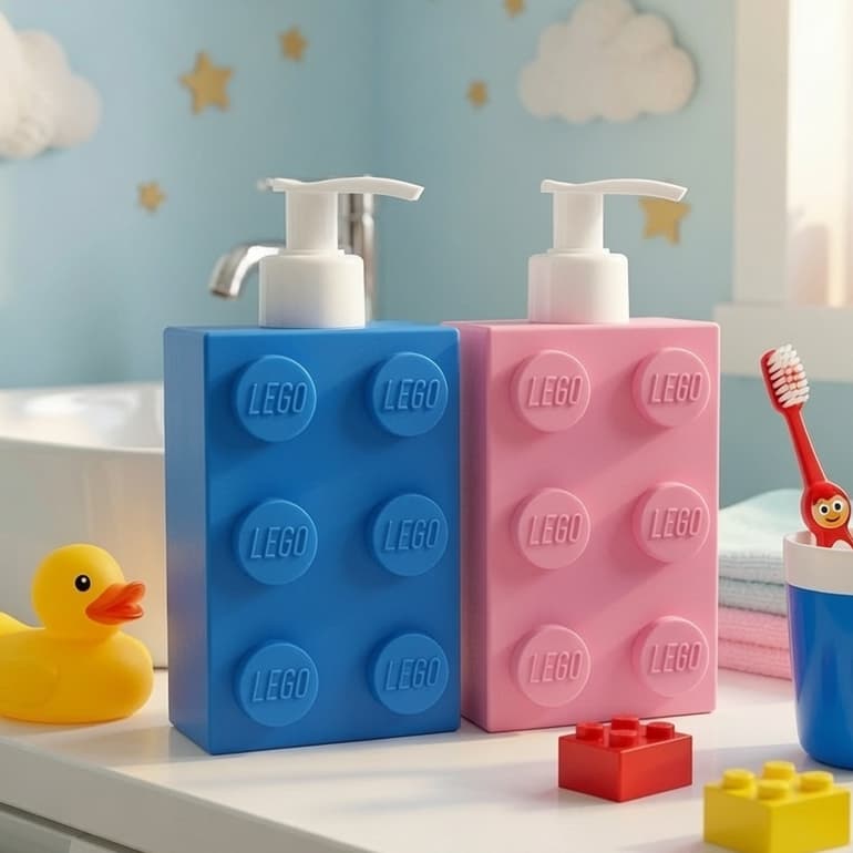 Dispensador de Sabão Líquido Estilo Lego Criativo | Porta Sabonete Banheiro Cozinha Decoração Divertida Resistente