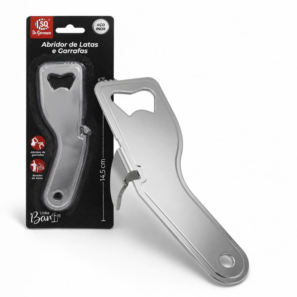 Abridor Abridores de Lata e Garrafa Inox 14,5cm Manual Reforçado Cozinha