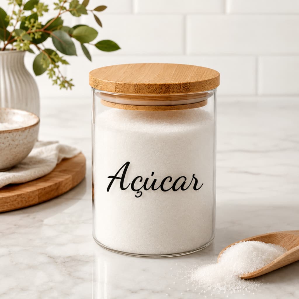 POTE DE VIDRO PARA MANTIMENTOS COM TAMPA HERMÉTICA DE BAMBU ORGANIZAÇÃO DECOR