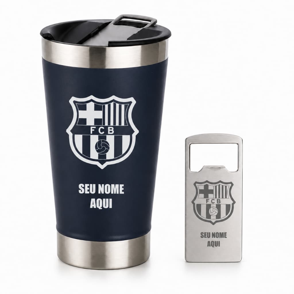 Copo Térmico Inox 473ml Barcelona Personalizado Nome Laser