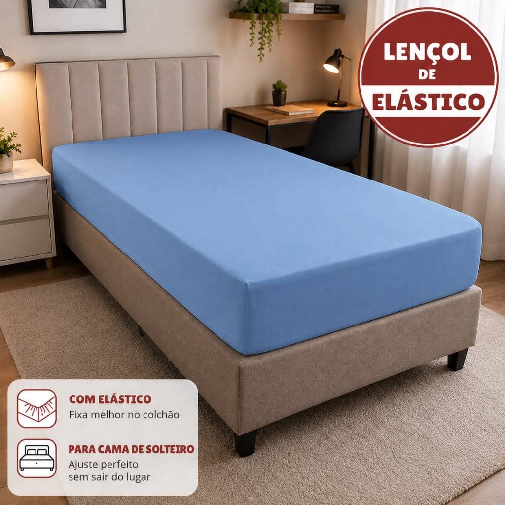 Lençol de Elástico Solteiro 100% algodao 200 Fios Conforto e Qualidade