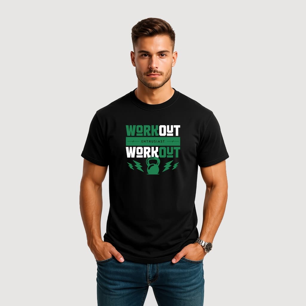 CAMISETA MASCULINA ALGODÃO ACADEMIA KETTLEBELL TREINO ENTUSIASTA RAIO