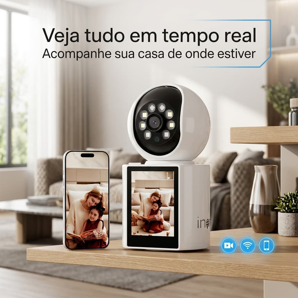 Camera de segurança wifi baba eletronica colorida audio bidirecional baba eletronica