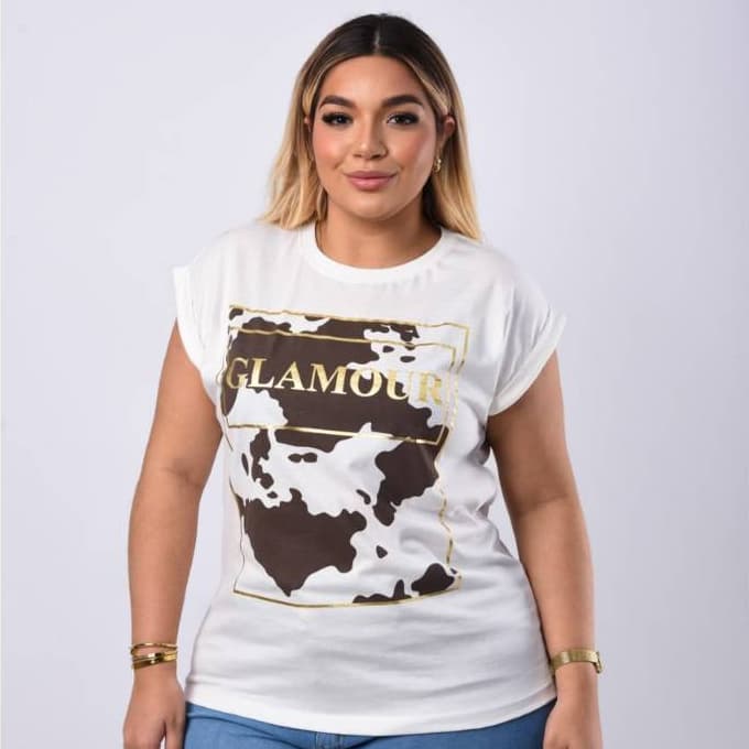Blusa Japonesa Plus Size Glamour Vaquinha Feminina Country Animal Print Manga Japonesa 100% Algodão