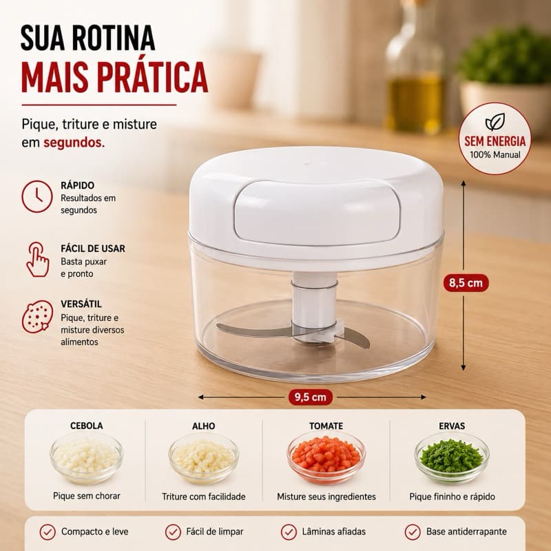 Triturador de alimentos manual mini processador manual de alimentos pique, triture e misture