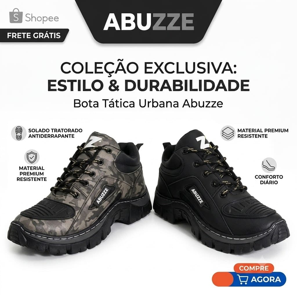 Bota confortável Masculina Adventure Abuzze