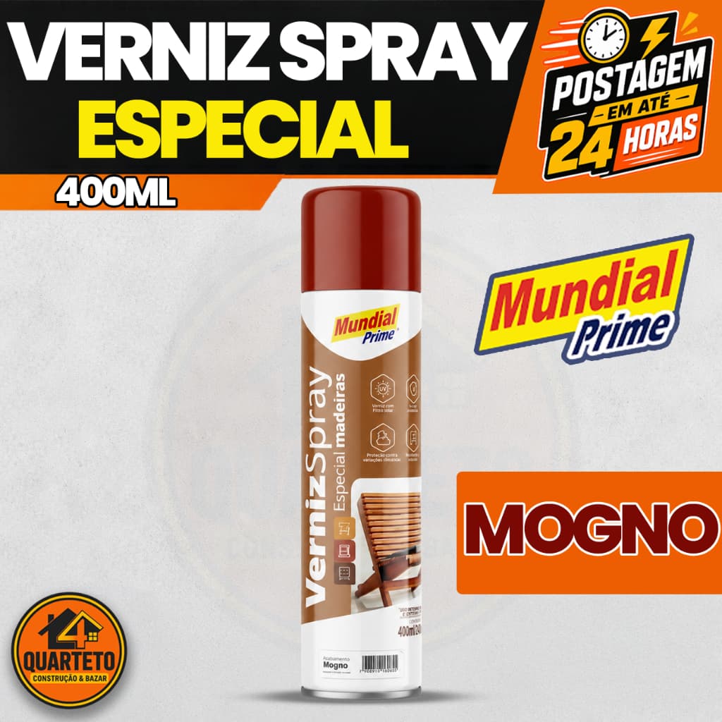 Verniz Em Spray De Madeira Mogno 400ml Mundial Prime Proteção