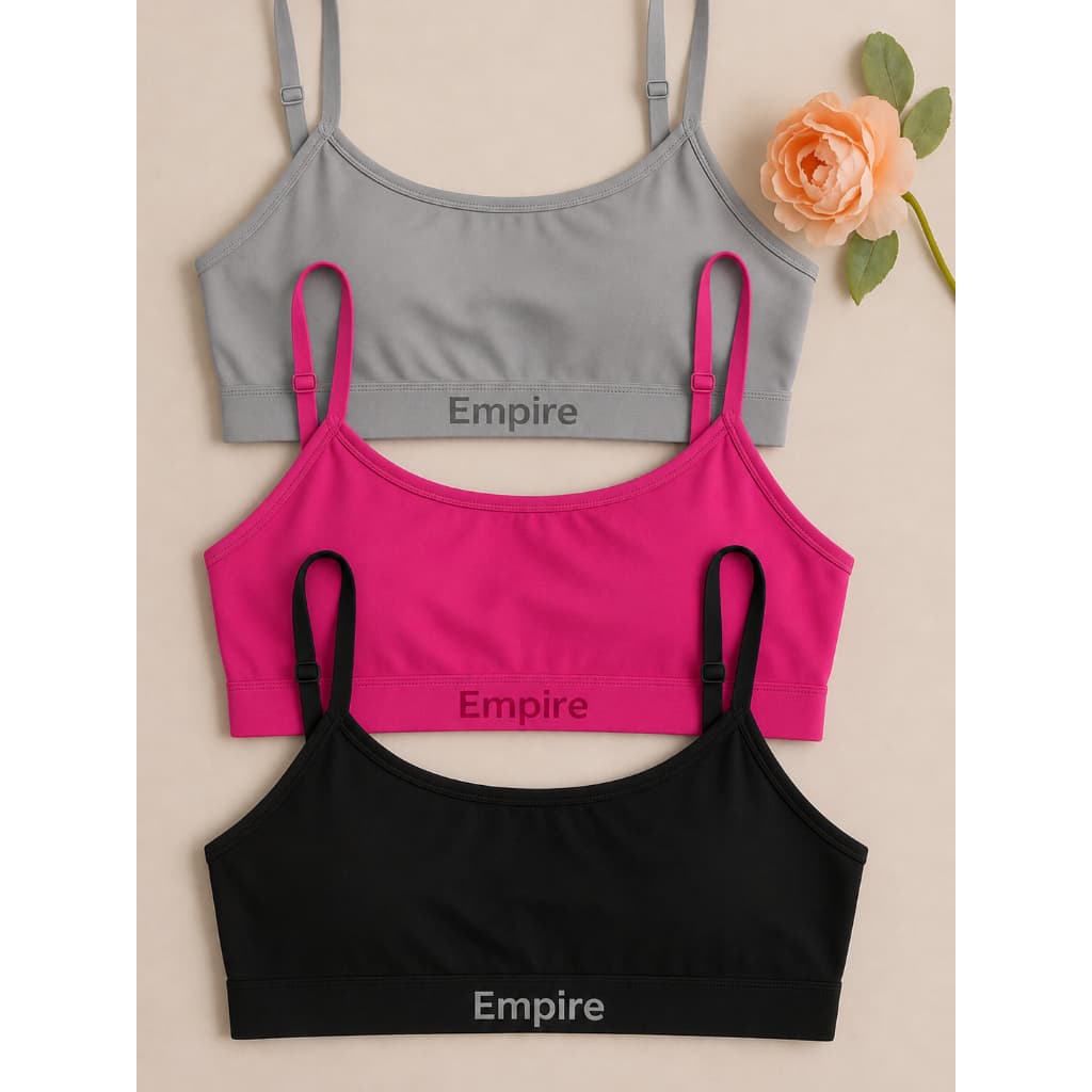 Kit 3 Top Feminino Forrado de Algodão Sutiã Sem Bojo