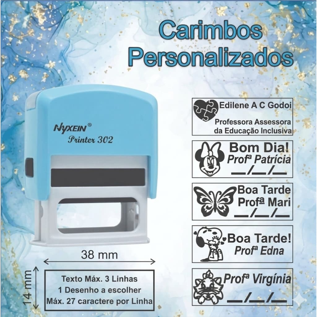 Carimbo Personalizado Automático para Profissional, Professor, Enfermagem, Doutor, Dados Pessoais