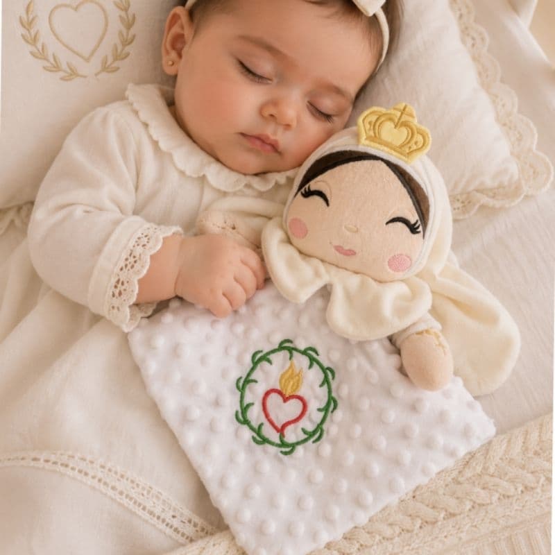 Naninha Nossa Senhora de Fátima Personalizada | Naninha de Santinha para Bebê | Tecido Antialérgico