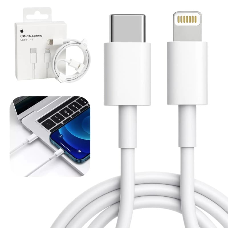 Cabo Carregador Lightning USB-C PD Turbo 20W Para iPhone 11 12 13 14 Pro Max 1 metro - Carga Rápida