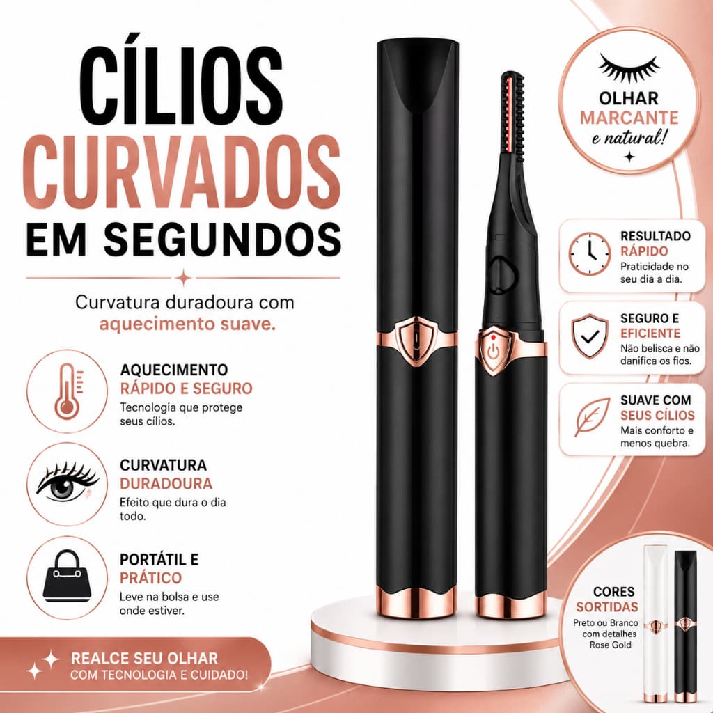Caneta Modeladora de Cílios Elétrico Térmico Curvador com Aquecimento Rápido Portátil Efeito Lash Lift Cores Sortidas