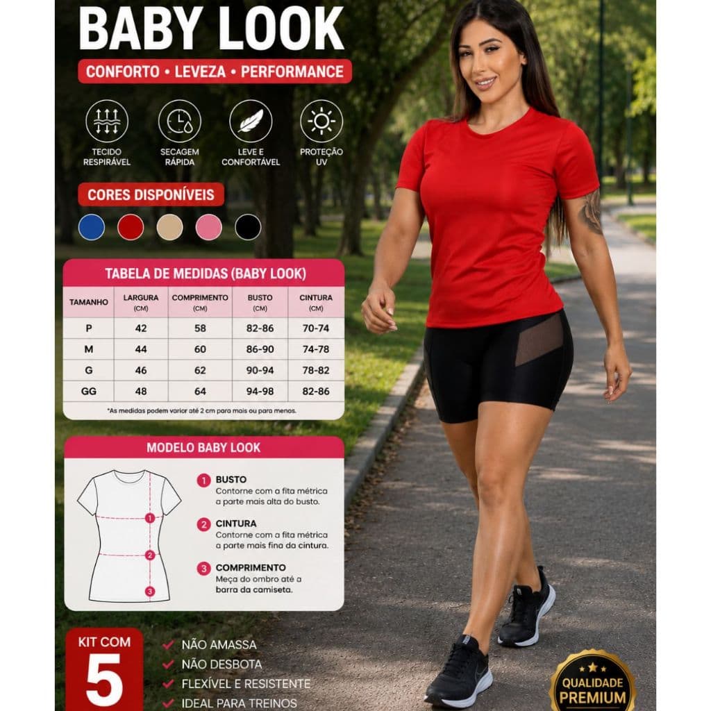 Camiseta Baby Look Dry Fit Feminina - Academia - Corrida - Esporte - Casu