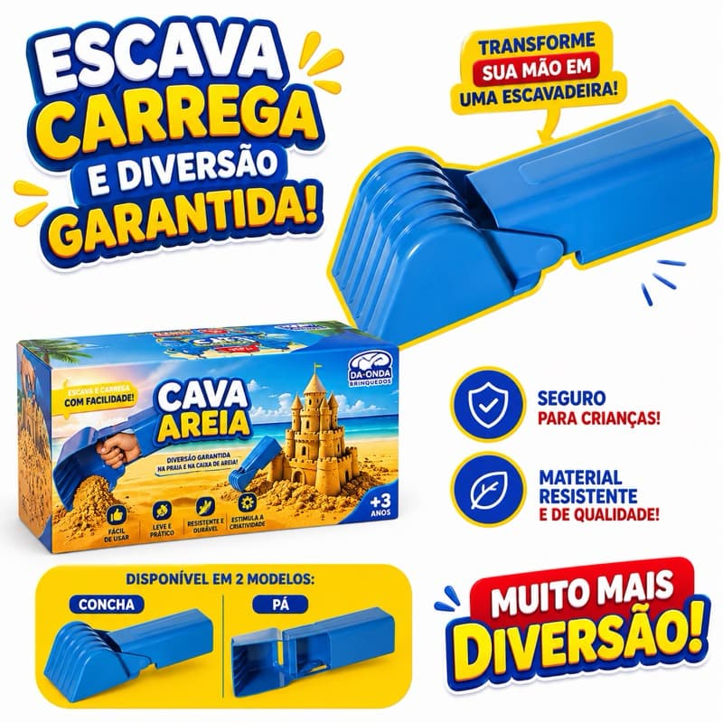 Pá Escavadeira Infantil Diversão Praia Briquedo Educativo Cava Areia