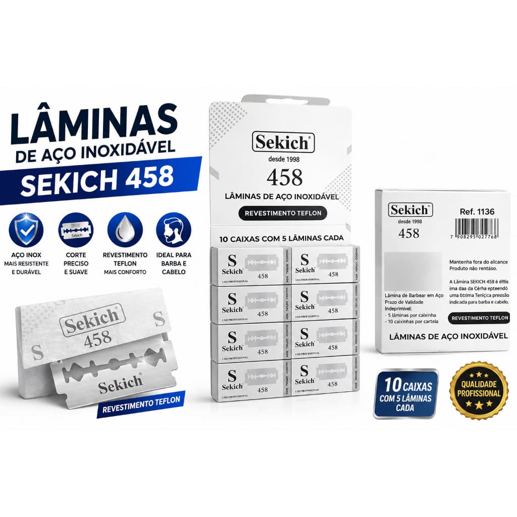 Lâminas De Barbear Sekick Uso Profissional 50 Unidades