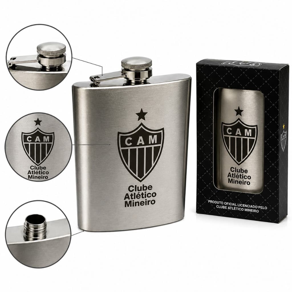 Cantil De Bolso Porta Bebida Atlético Mg 220ml Oficial Time Galo