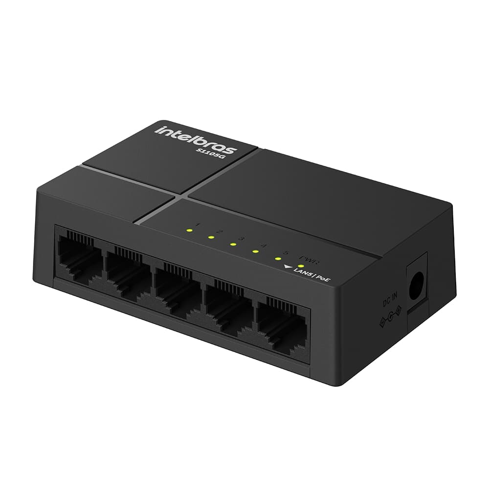 Switch Intelbras S1105G 5 Portas Gigabit Ethernet 10/100/1000 Mbps Plug & Play Bivolt Original