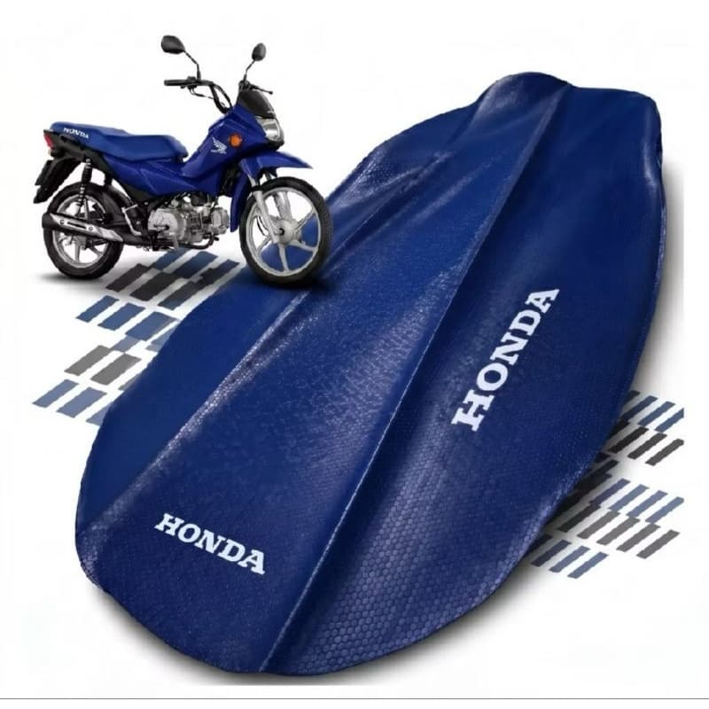 Capa de Banco Honda Pop 110 – Modelo Original 3D Colmeia Azul.