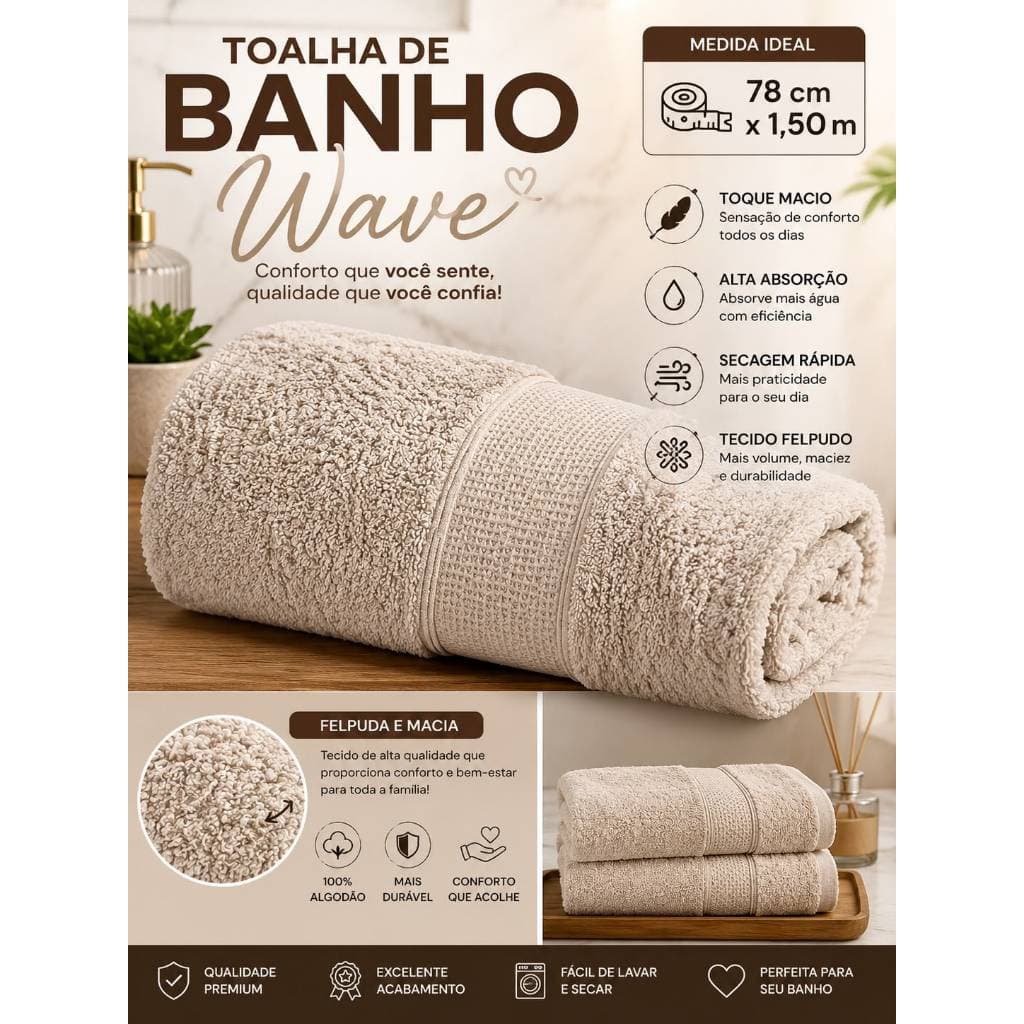 Jogo de Toalhas 2 peças Banhão Gold Premium Gigante Grossa