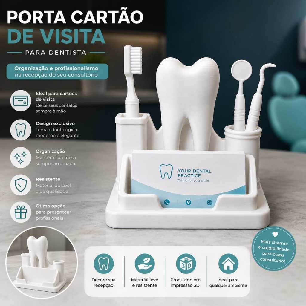 Porta Cartão de Visita Odontológico Decorativo