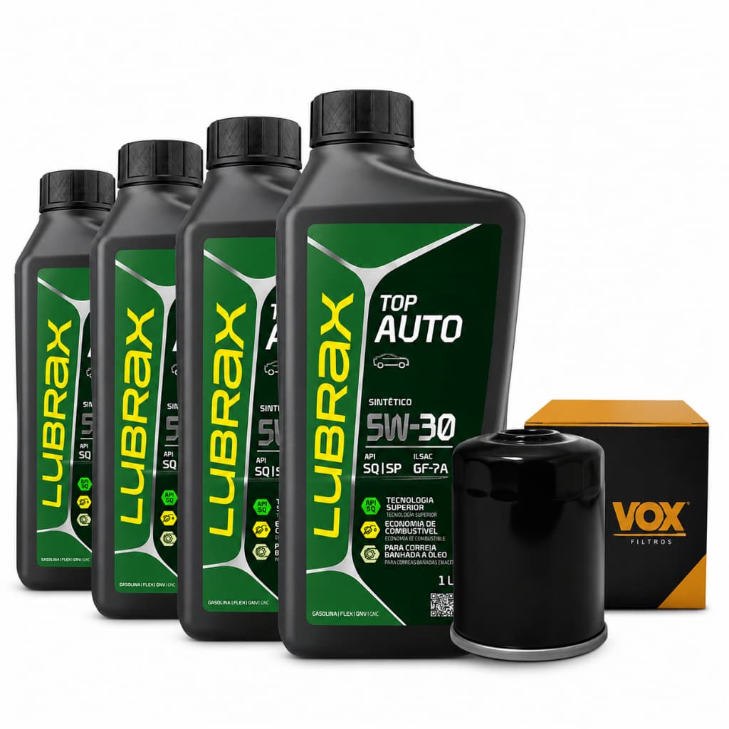 Kit revisão Óleo 5w30 sintético lubrax motor 4 litros + Filtro De Óleo