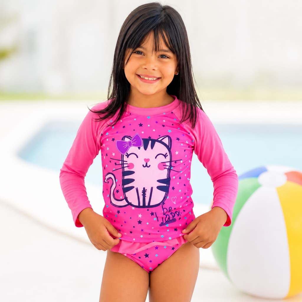 Biquíni Infantil Manga Longa Uv50+ Proteção Solar Moda Praia