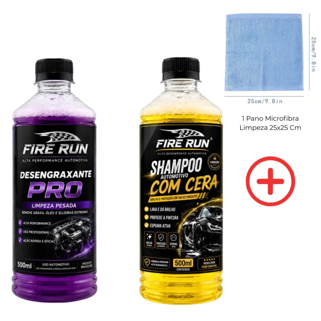 Kit Limpeza Automotiva Desengraxante + Shampoo Com + Pano Microfibra Promoção