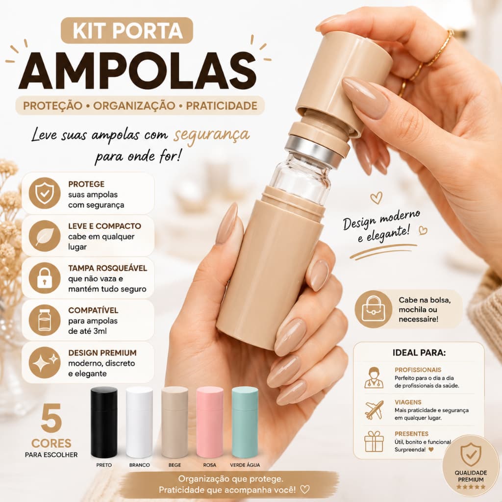 Kit Porta Ampolas 3ml | Estojo Protetor para Ampolas | Compacto, Seguro e Portátil para Viagens e o seu Dia a Dia