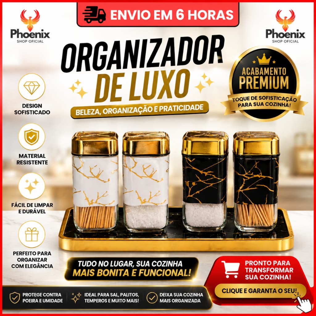 Porta Temperos 3 em 1 em Vidro com Tampa | Saleiro Pimenteiro e Paliteiro | Organizador para Cozinha e Mesa Posta | Pron