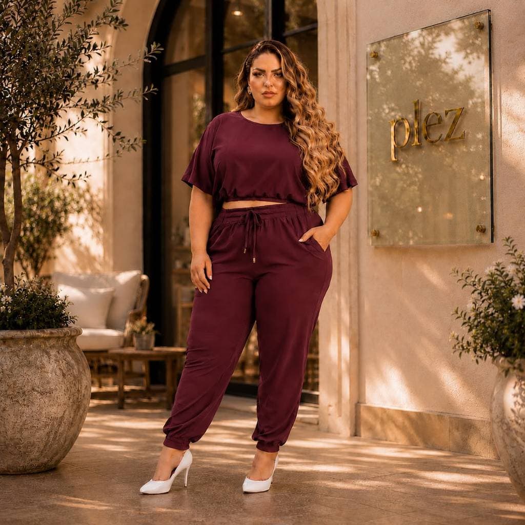 Conjunto feminino plus size moda feminina casual confortável moderno conjunto versátil G1 G2 G3