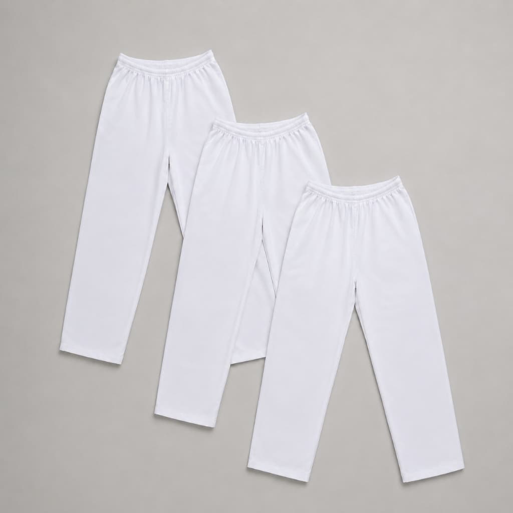 Kit Com 3 Calça De Brim Elástico Uniforme Trabalho Confortável