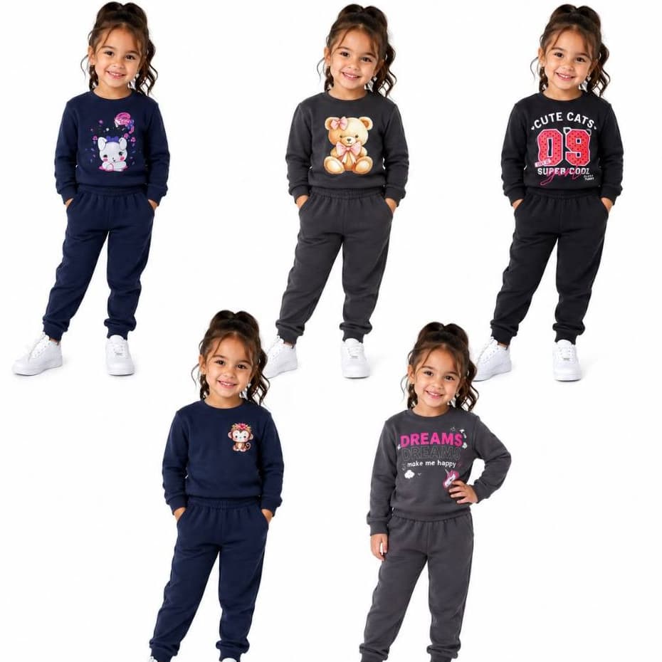 KIT 6 PEÇAS DE ROUPAS CONJUNTOS MOLETOM FEMININO MENINA INFANTIL CASACO E CALÇA TAM 1 2 3 4 6 8