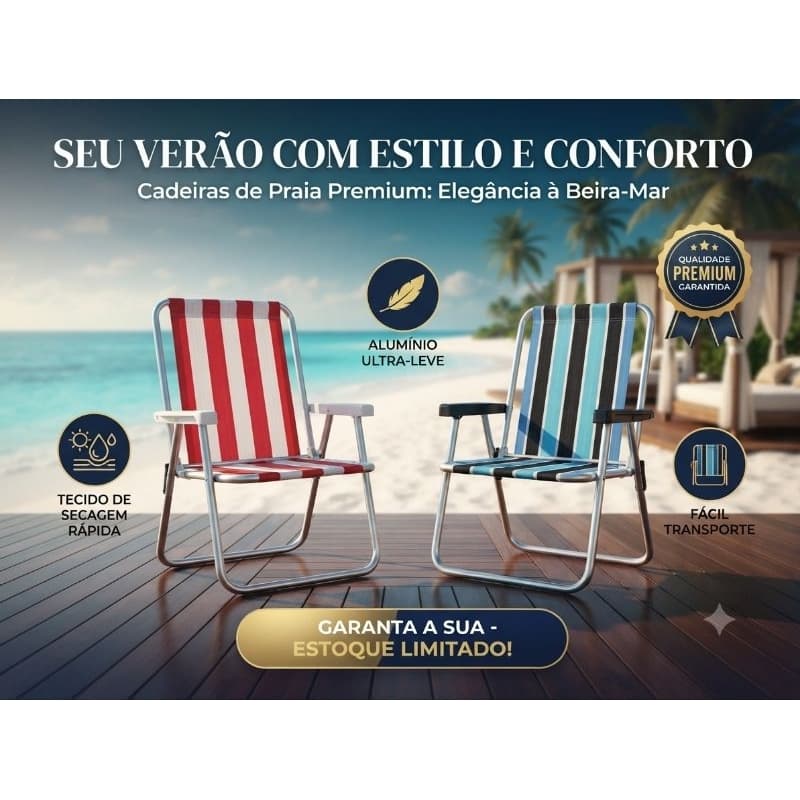 Cadeira de praia alta de alumínio, na estampa do seu time do coração, resistentes e otima qualidade