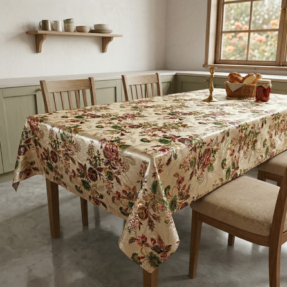 Toalha de Mesa Térmica Estampada Impermeável Plástica Forrada Decoração Cozinha 4 e 6 Lugares