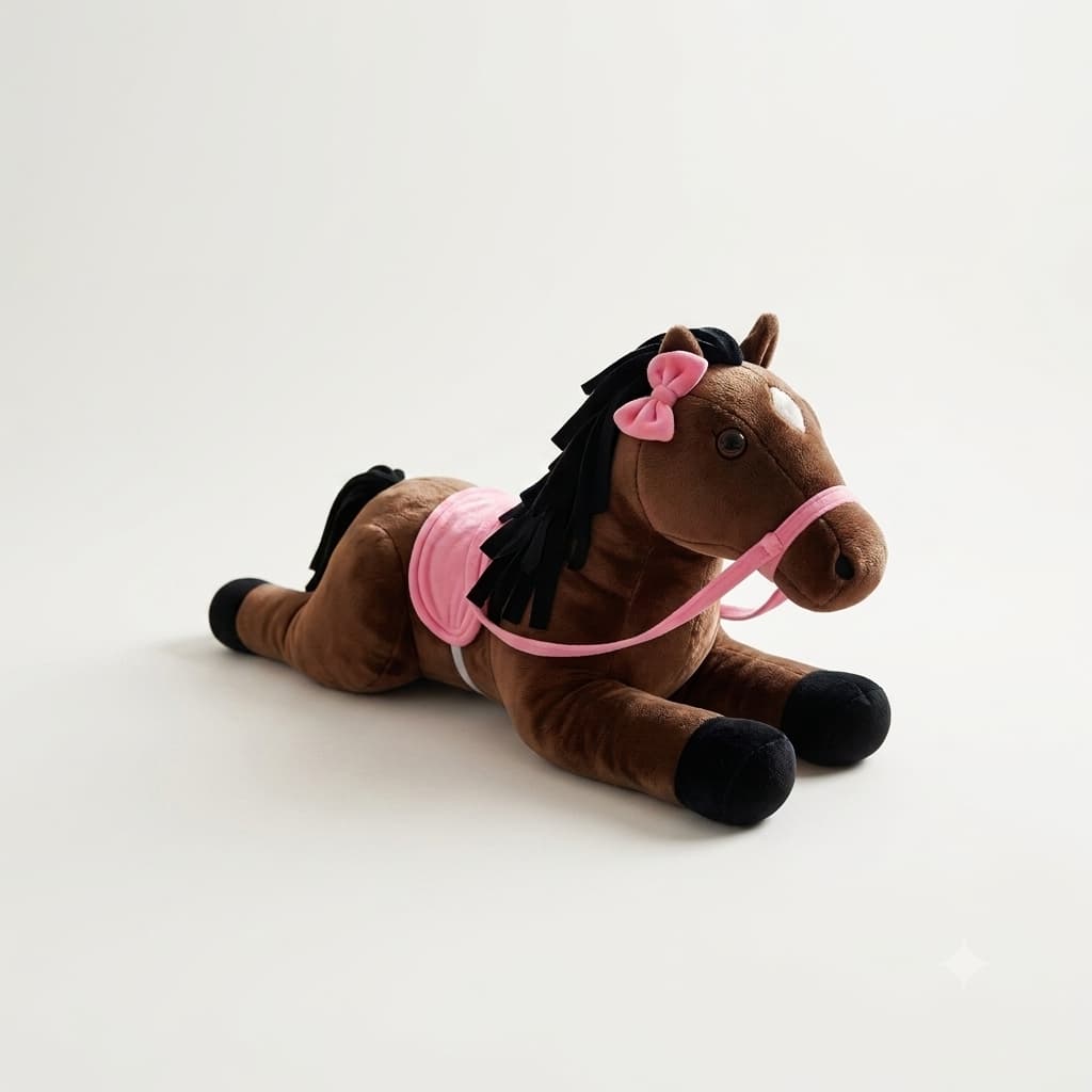 Cavalo Ventania de Pelúcia Rosa Pink 70cm Antialérgico Decoração Infantil Presentes Brinquedo Menina