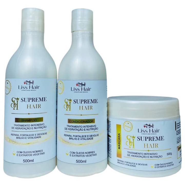 Tratamento Capilar Supreme Hair Kit com 3 Passos Hidratação e Nutrição Linha Premium Liss Hair