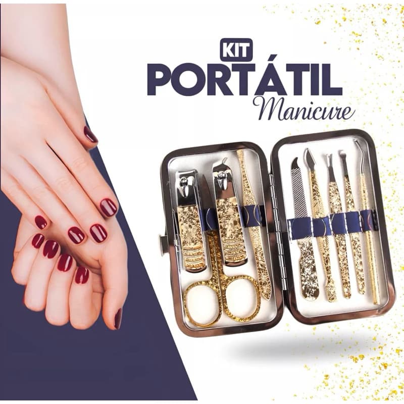 Kit Cortador de Unha Profissional com 9 Peças para Manicure e Pedicure Estojo manicure