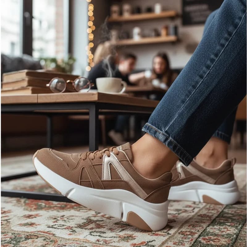 Tênis Feminino Modare Plataforma Casual Ultraconforto Original Moderno Marrom