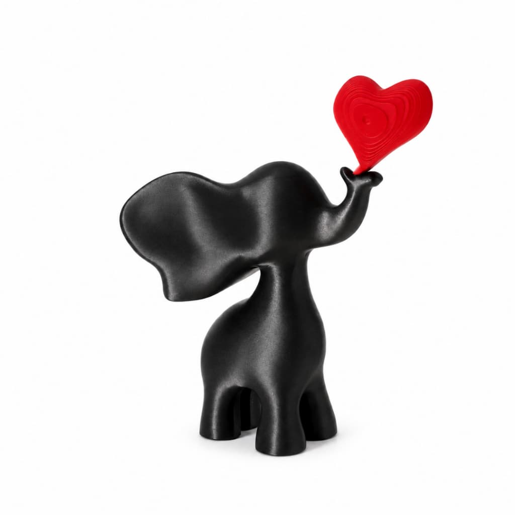 Enfeite Elefante Decorativo com Coração Decoração Moderna Sala Quarto Escritório Elefantinho Fofo