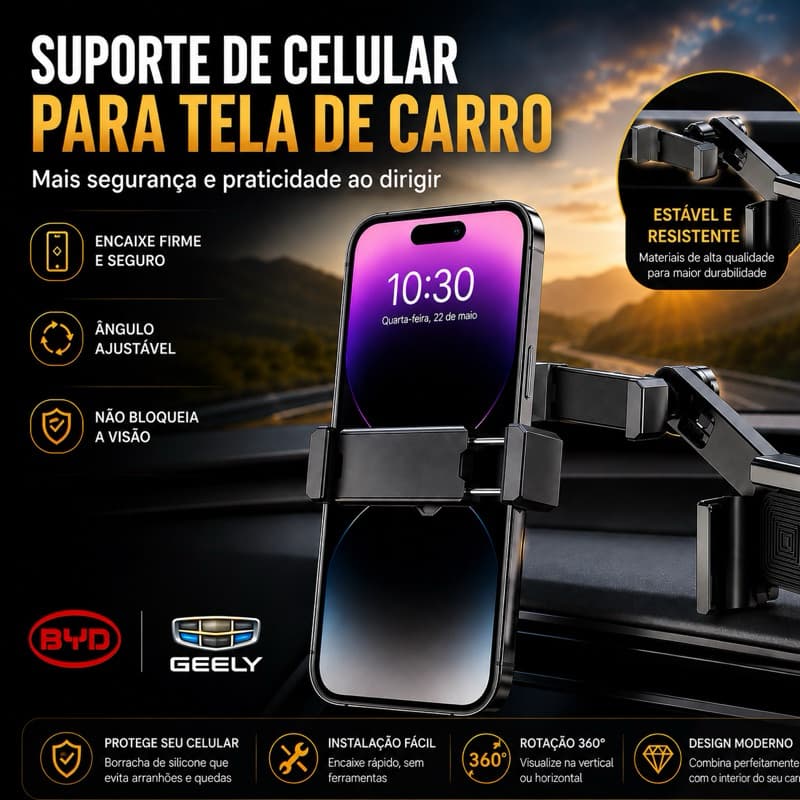 Suporte Celular Carro 360° Universal GPS Ajustável para BYD