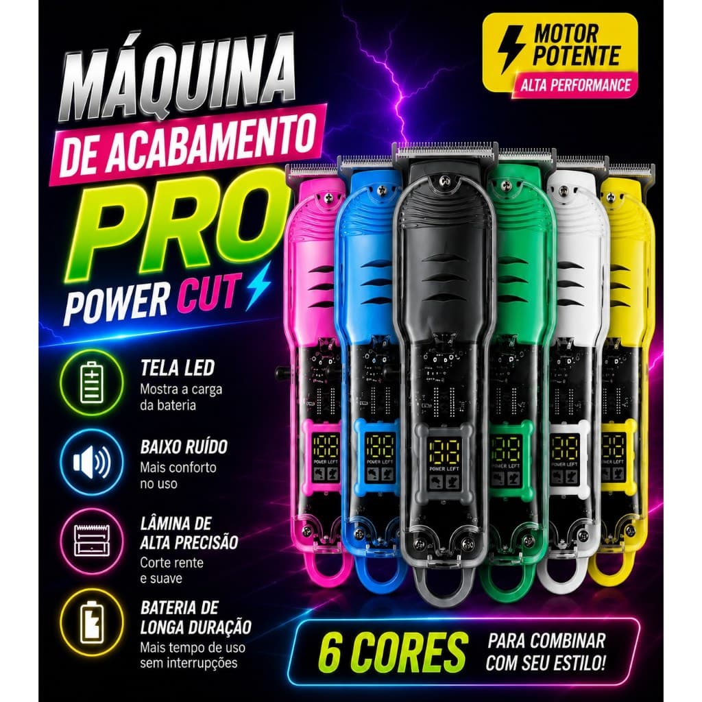 Maquina De Cortar Cabelo Profissional Smart LCD Barbeador Eletrico Transparente Sem Fio Para Homens