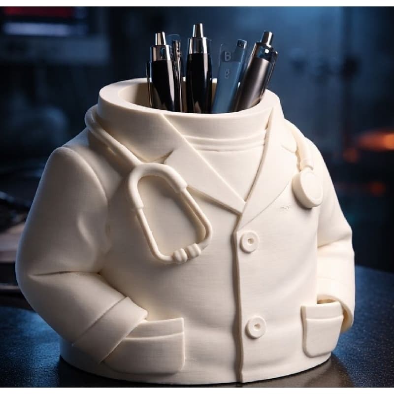 Porta Canetas Jaleco Médico Organizador De Mesa Branco