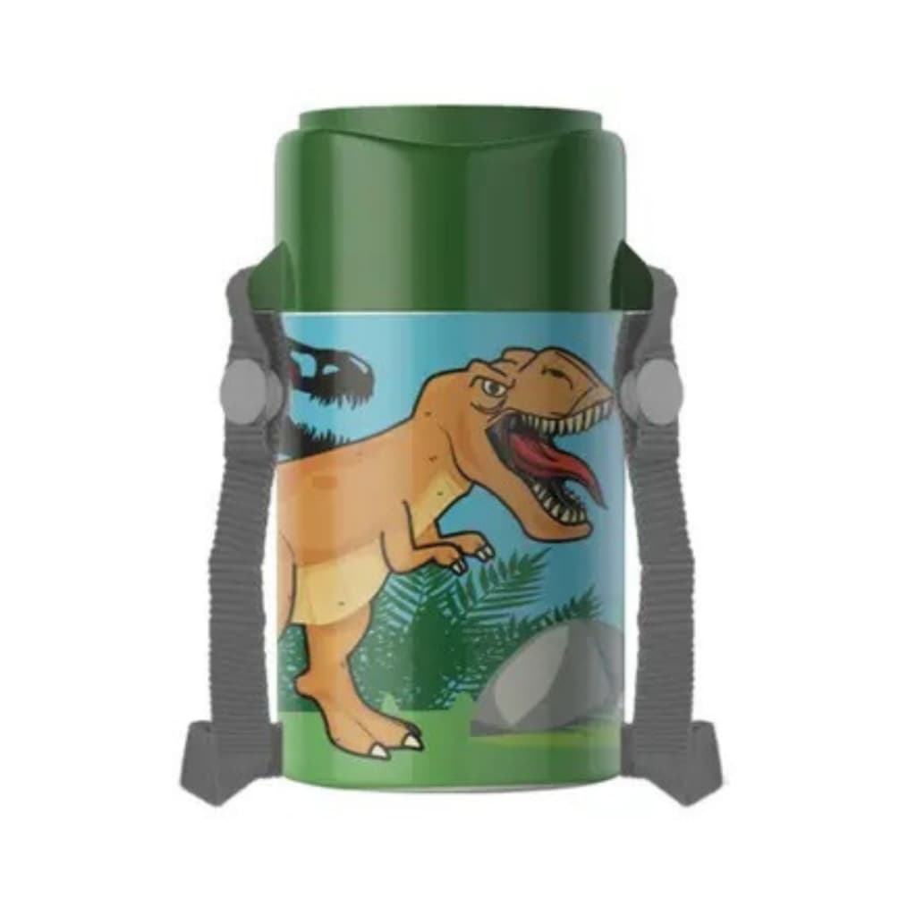Copinho Cantil Infantil Dinossauro Verde C/ Alça Escola Viagem 420 ML - Panamby