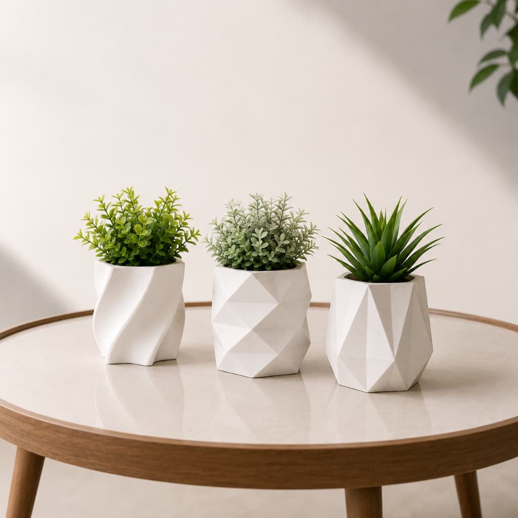 Kit Vasos Decorativos Modernos para Plantas Artificiais Mini Vasinhos Decoração para Sala Quarto Escritório Rack e Nicho